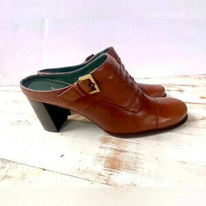 NATURALIZER brown leather block heels sz 8N vintage granny shoes indie hip EUC